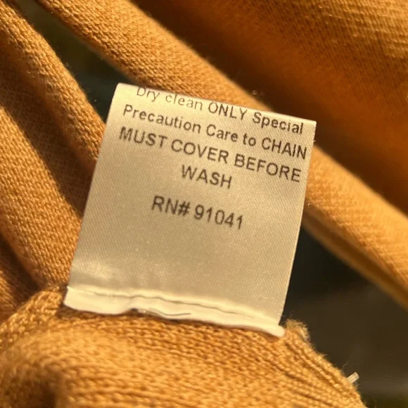 🆕 AZI New York Mustard Gold Chain-Neck Puff Sleeve 100% Cotton Sweater Size S - Picture 16 of 16